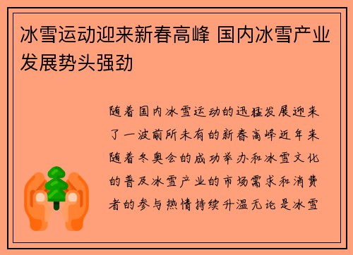 冰雪运动迎来新春高峰 国内冰雪产业发展势头强劲